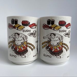 Pair of fun ceramic Japanese teacups from Japan